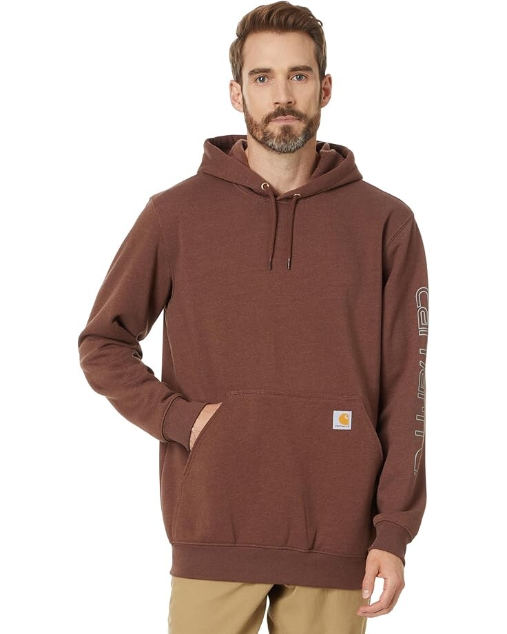 

Толстовка Carhartt Loose Fit Midweight Logo Sleeve Graphic Sweatshirt, цвет Mocha Heather