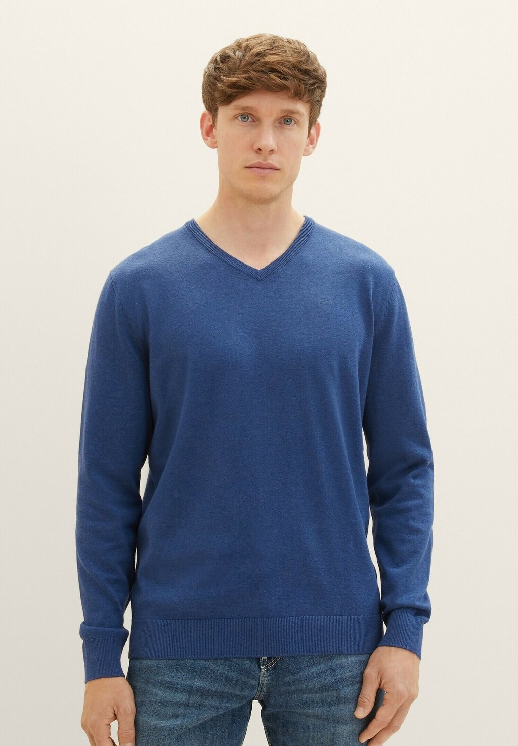 

Свитер Basic V-Neck TOM TAILOR, цвет hockey blue dark melange
