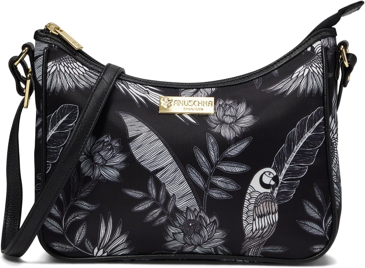 

Сумка East/West Hobo Printed Fabric 12013 Anuschka, цвет Jungle Macaws