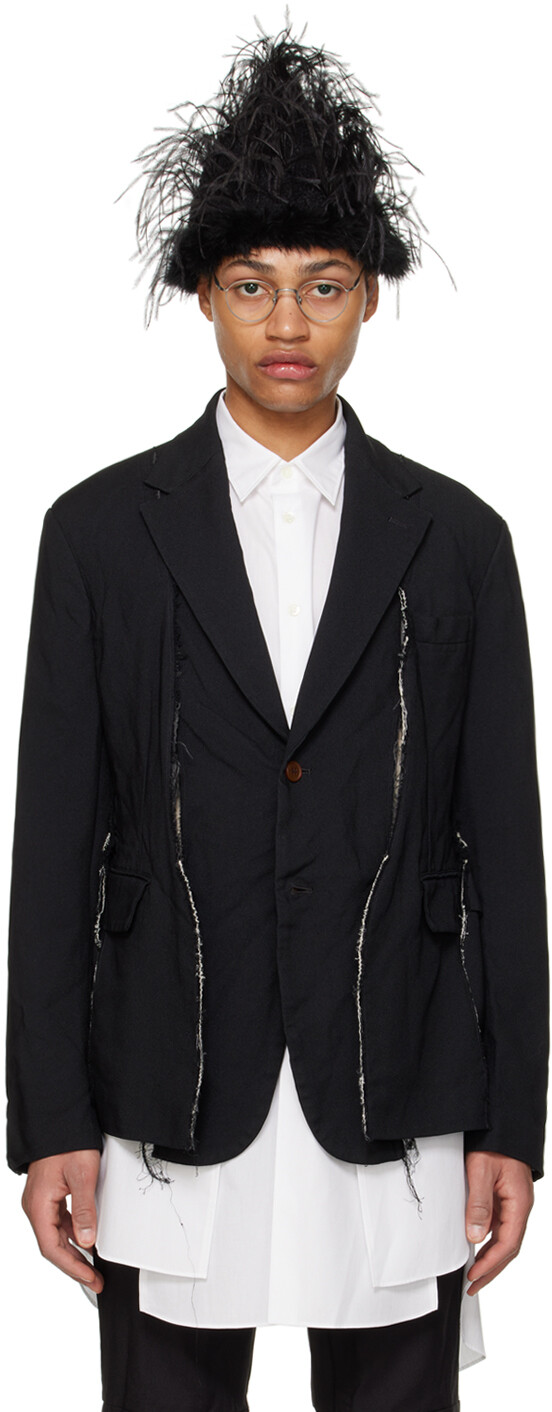 

Черный потертый пиджак Comme Des Garcons, цвет Black