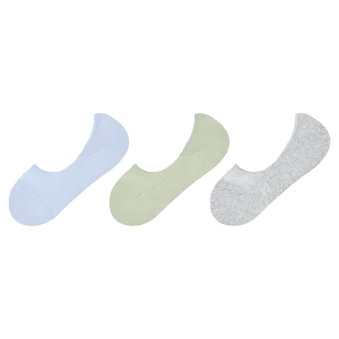 

Комплект носков Uniqlo Invisible Socks, 3 пары, голубой/зеленый/серый