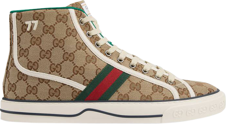 Кроссовки Gucci Tennis 1977 High Beige Ebony, бежевый - фото