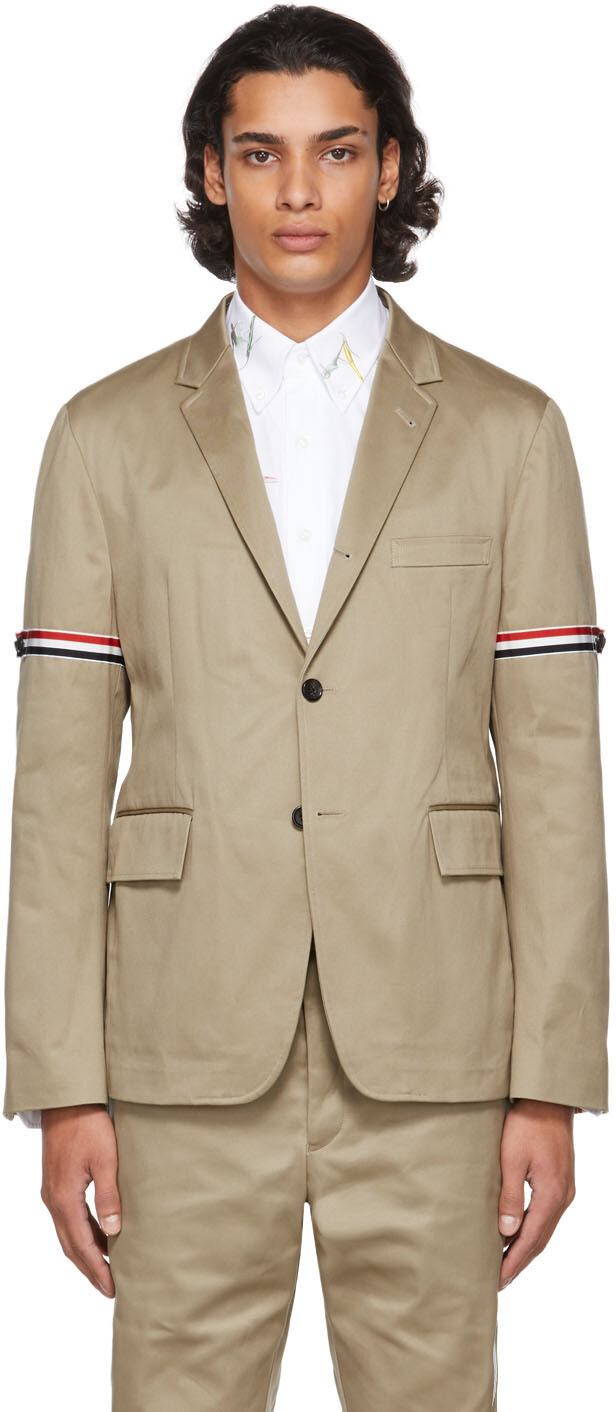 

Классический блейзер цвета хаки с повязкой на руку Thom Browne