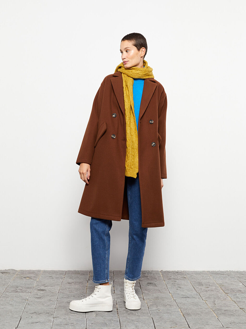 

Куртка с воротником, прямое женское пальто с длинным рукавом, Cachet Coat LCW Casual