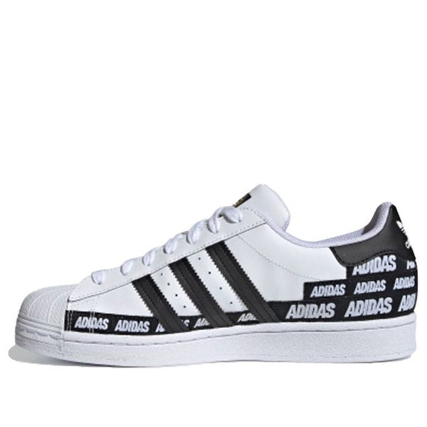Кроссовки Adidas Superstar 'Wordmark Heel Stripe - White Black', Черный кроссовки adidas superstar ot tech black blue bird черный