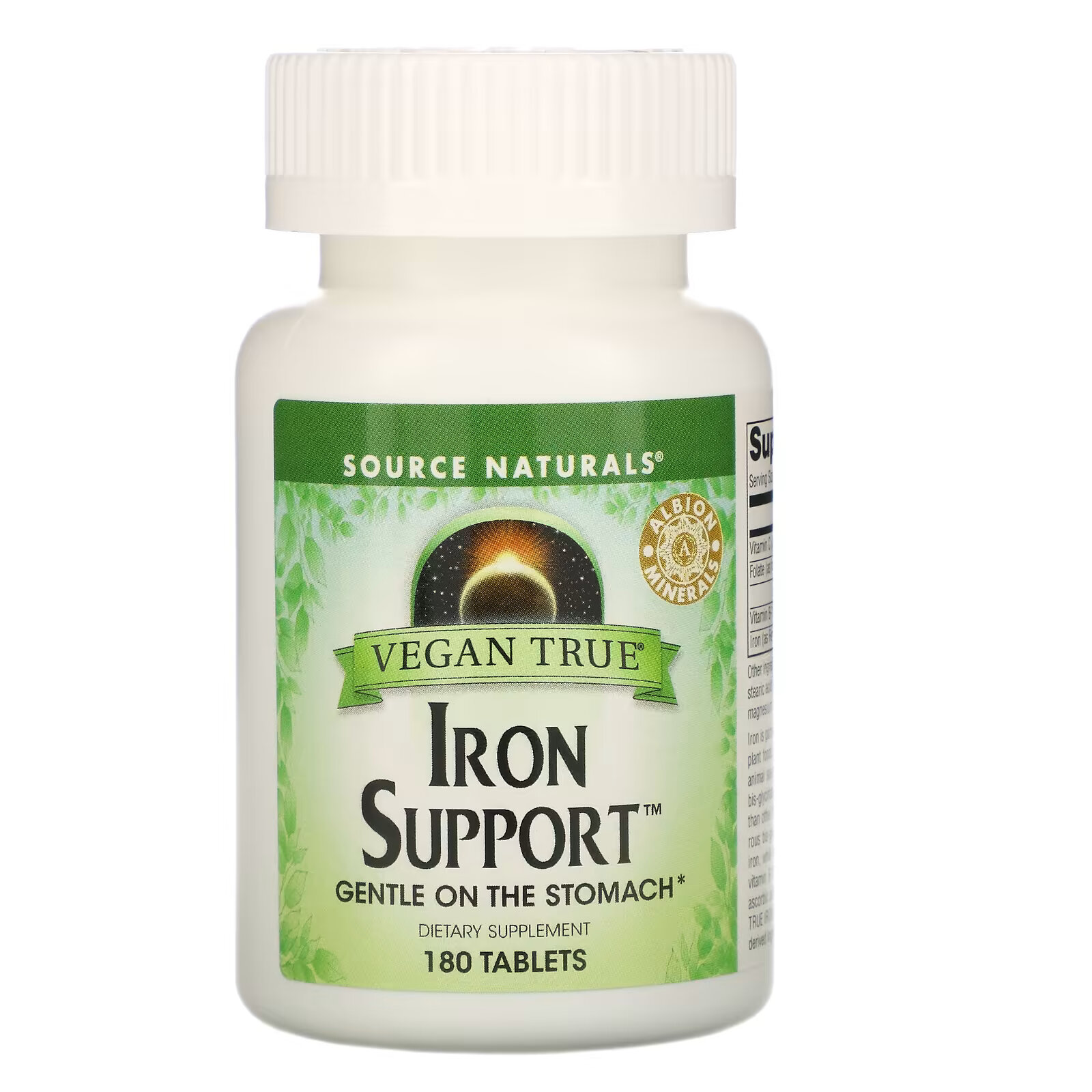 Source Naturals, Vegan True, Iron Support (препарат для поддержания уровня железа, подходит для веганов), 180 таблеток - фото