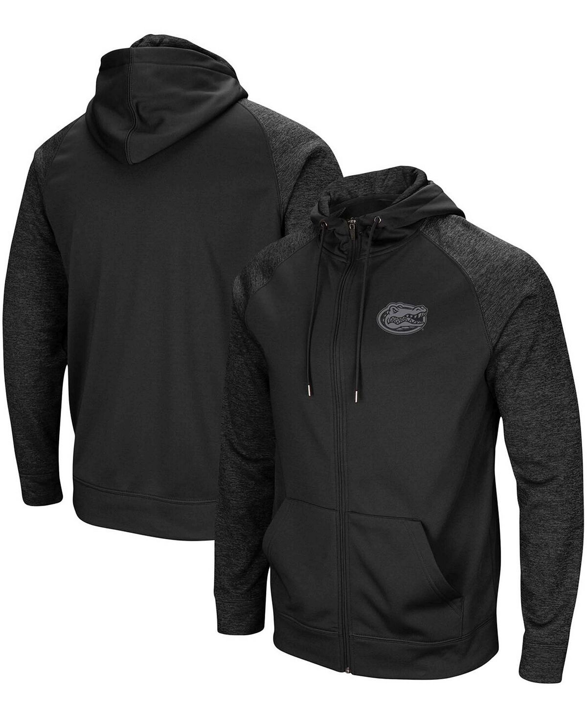 

Мужская черная толстовка с капюшоном florida gators blackout 3.0 tonal raglan с молнией во всю длину Colosseum, черный