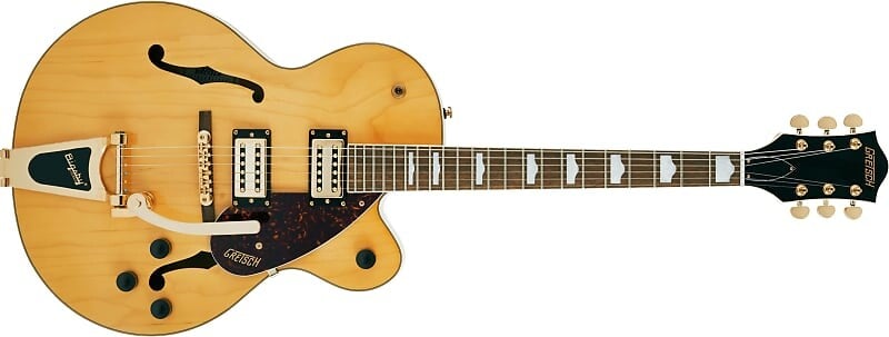 

Gretsch G2410TG Streamliner с полым корпусом и фурнитурой Bigsby & Gold, цвет Village Amber 2804800520