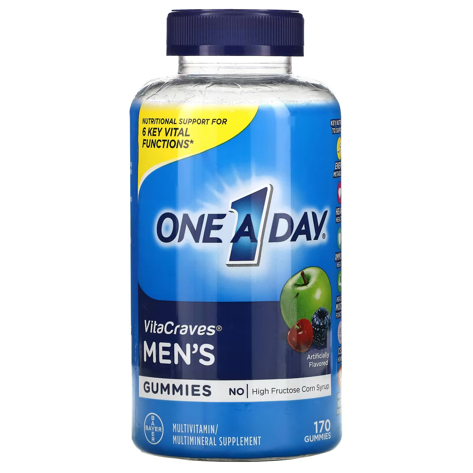 One-A-Day, Для мужчин, мультивитаминная и мультиминеральная добавка VitaCraves, с искусственными ароматизаторами, 170 жевательных таблеток мультивитаминны one a day vitacraves для взрослых 150 жевательных конфет
