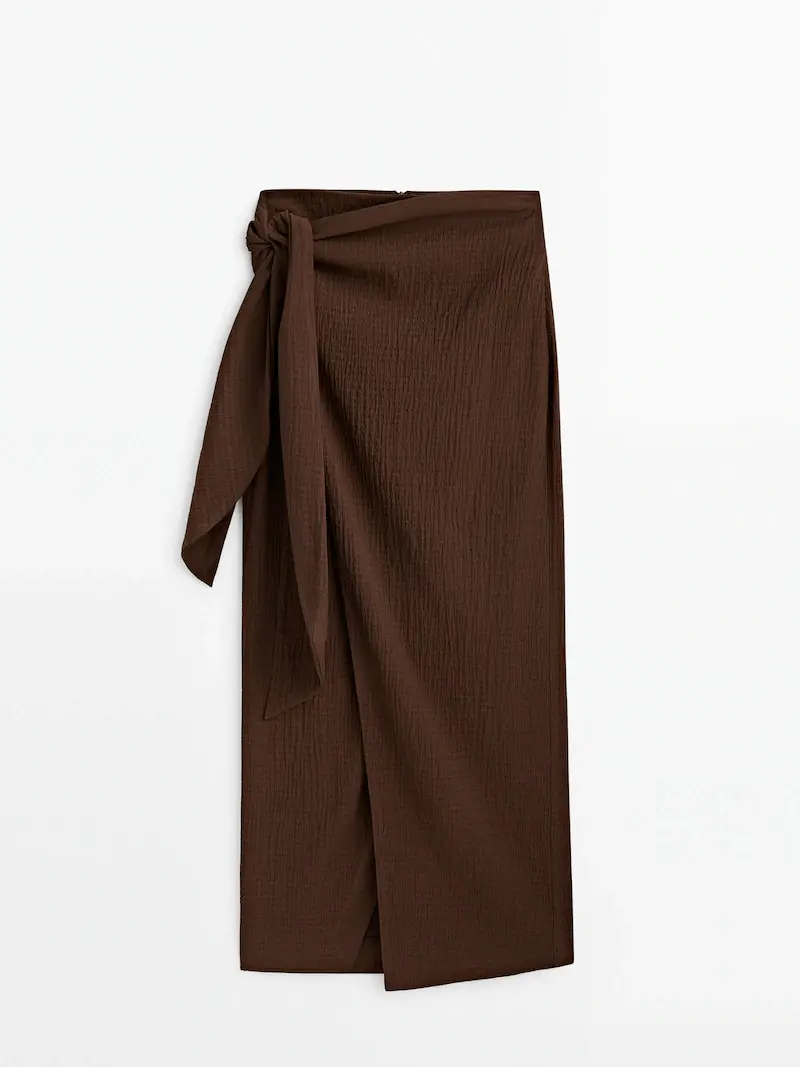 

Юбка Massimo Dutti Textured Wrap - Studio, коричневый