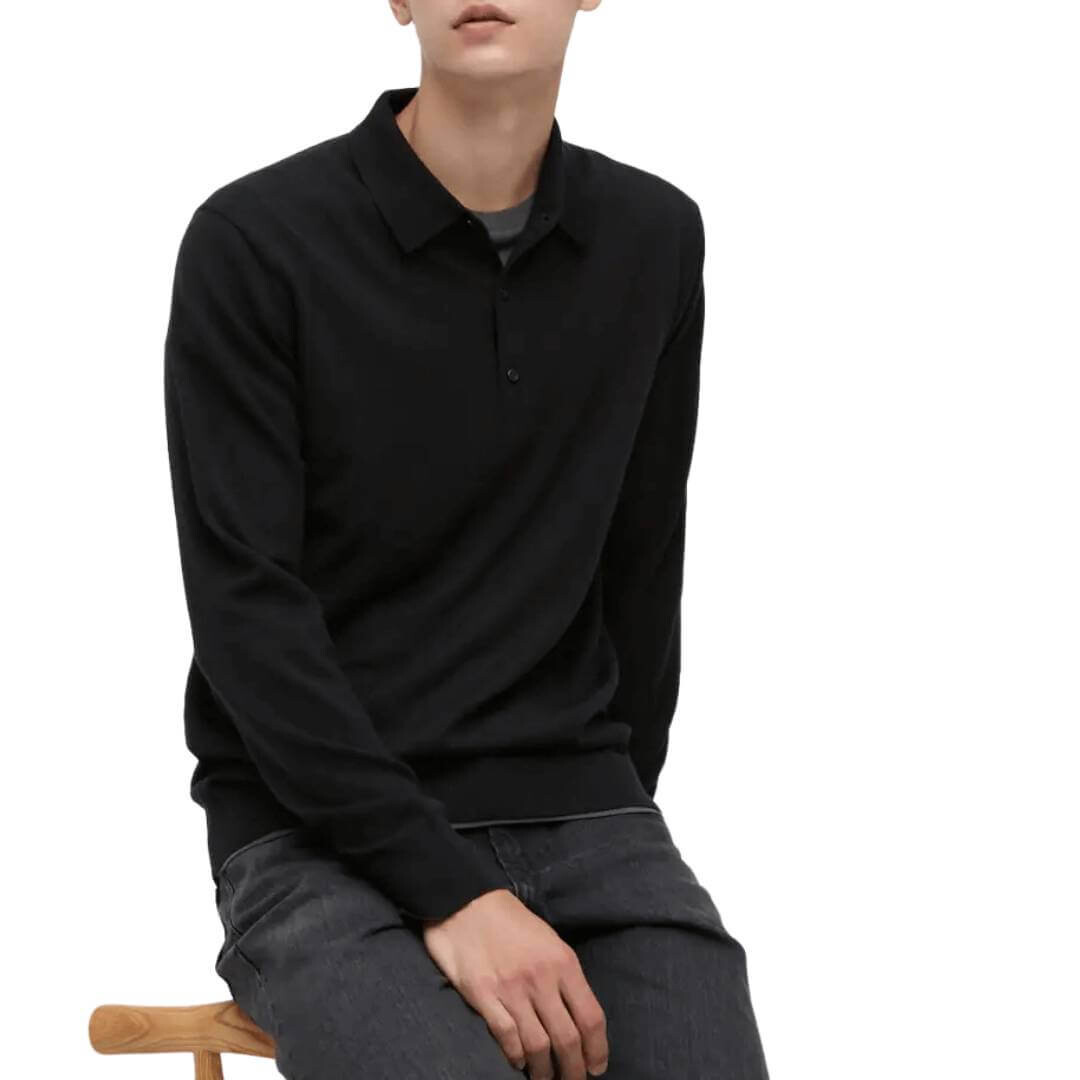 

Рубашка-поло Uniqlo Extra Fine Merino, черный