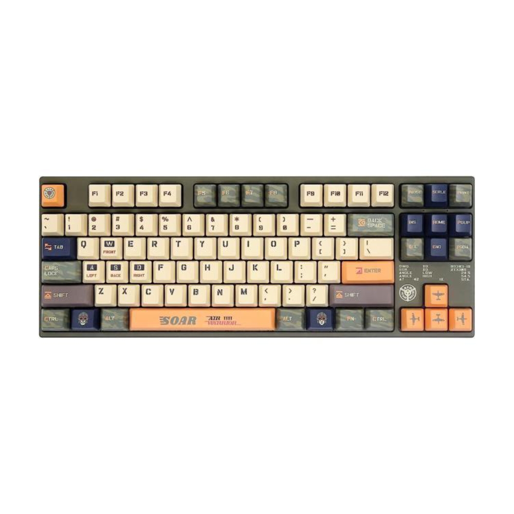 Механическая игровая проводная клавиатура Varmilo Soar 87, Cherry MX Brown, зеленый/оранжевый, английская раскладка проводная клавиатура varmilo sakura r2 vea87 cherry mx brown