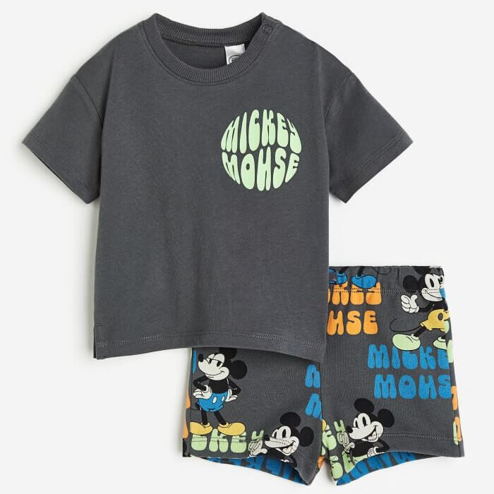 

Комплект H&M Printed Micky Maus, 2 предмета, темно-серый