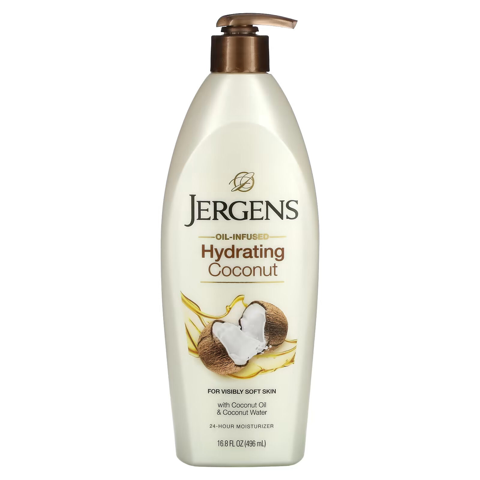 Jergens, Hydrating Coconut, увлажняющий лосьон с маслом кокоса, 496 мл - фото