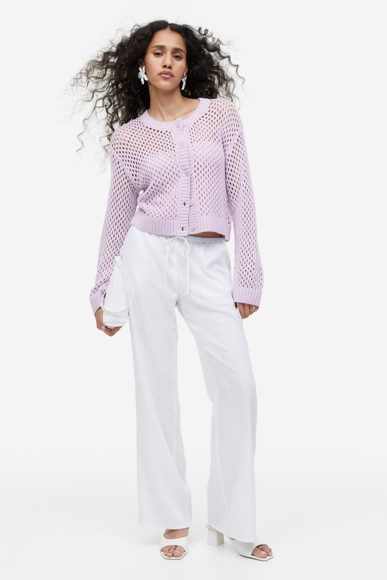

Кардиган с дырками H&M, светло-фиолетовый