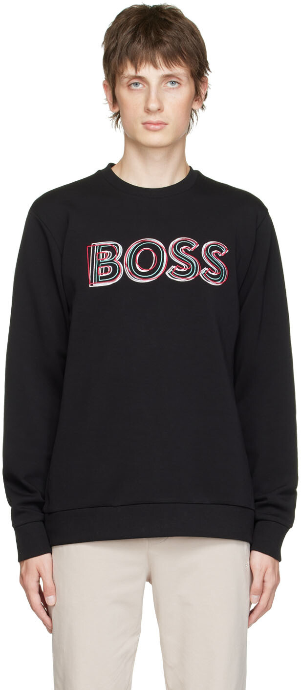 

Черный свитшот с вышивкой BOSS
