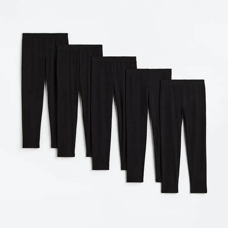 Комплект из 5 леггинсов из джерси H&M, черный комплект из двух леггинсов из плотного джерси h