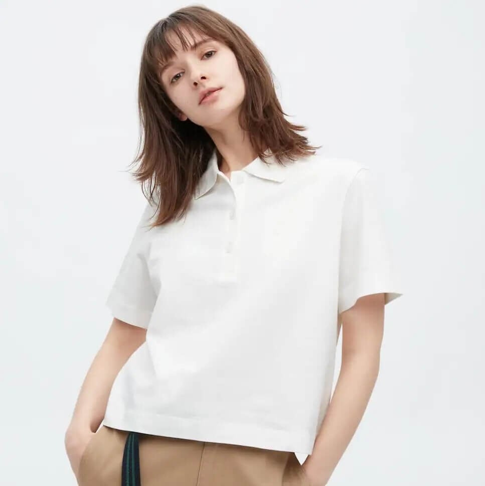 

Поло Uniqlo Cropped Relaxed Fit Short Sleeved, белый