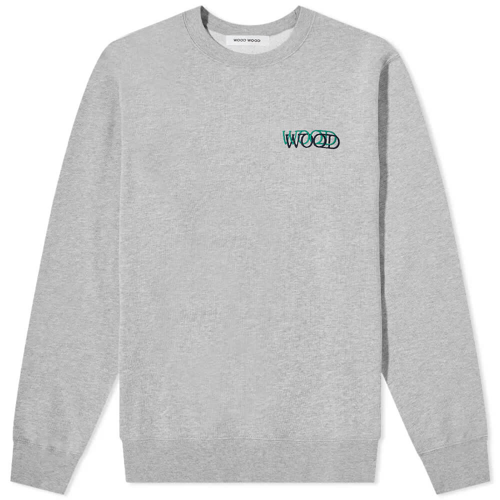 

Толстовка Wood Wood Hugh Embroidered Logo Crew Sweat, Серый