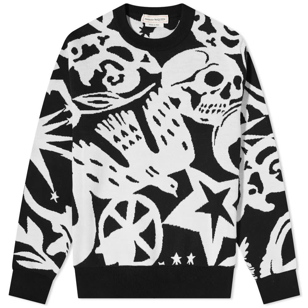 

Джемпер Alexander McQueen Skull All Over Intarsia Crew Knit, Черный