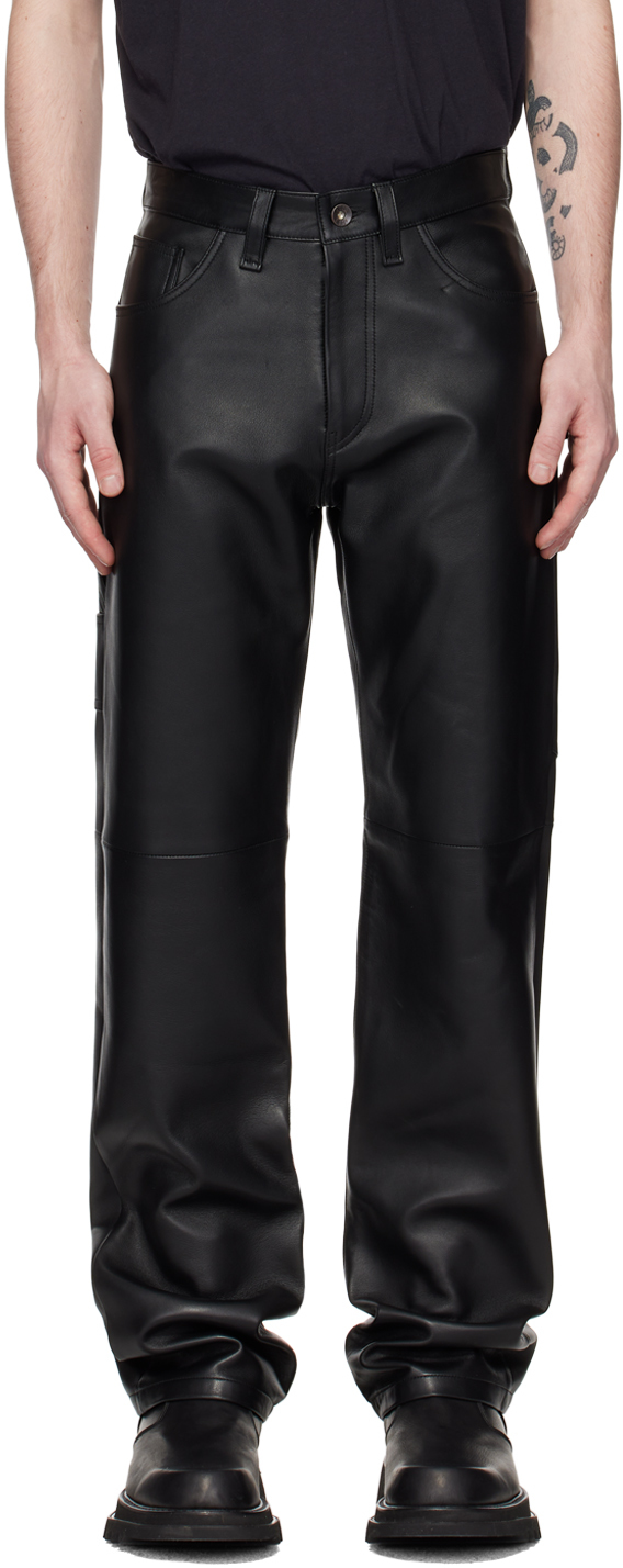 Черные кожаные брюки со вставками ALTU черные брюки со вставками hyein seo