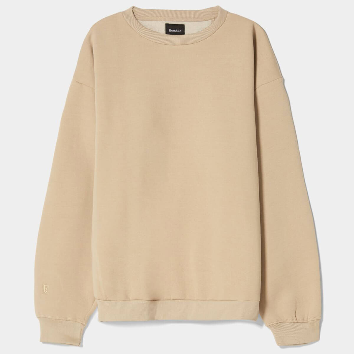

Свитшот Bershka Oversize Round Neck, бежевый