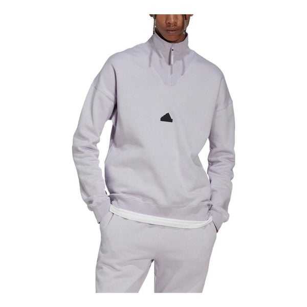 Толстовка Adidas New 1/2-zip Solid Color Small Logo Half Zipper Pullover Stand Collar Long Sleeves Gray, Серый