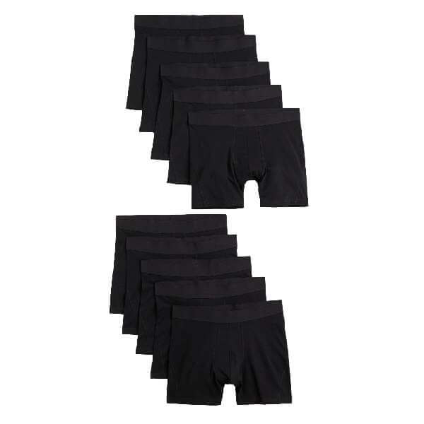 Комплект трусов-боксеров H&M Cotton Boxer Shorts, 10 предметов, черный