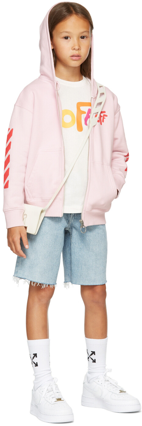 

Детская белая футболка с круглым вырезом и длинным рукавом Off Off-White