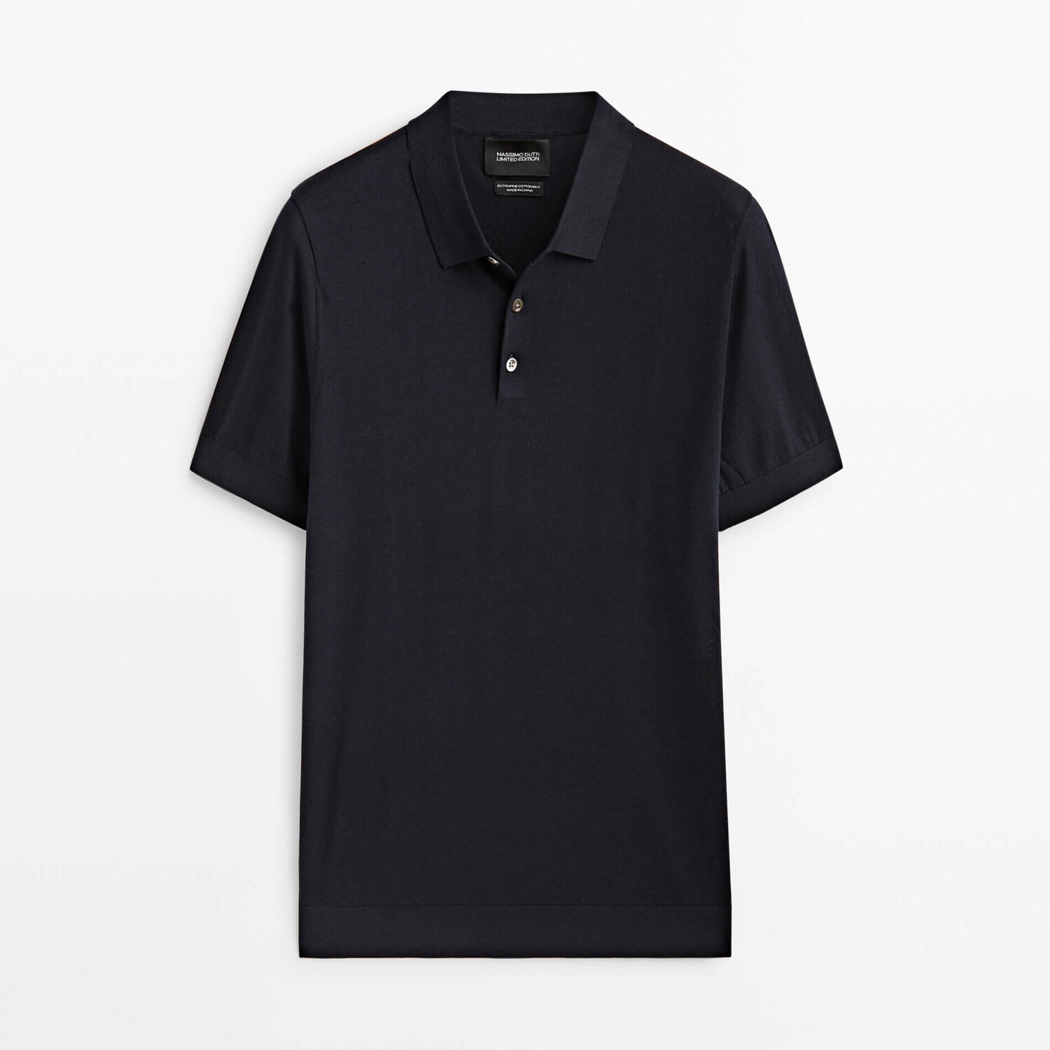 

Свитер-поло Massimo Dutti Cotton And Silk Blend, темно-синий