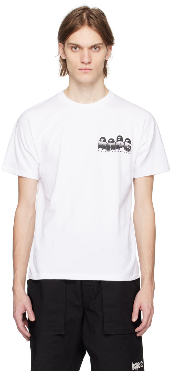 

Белая футболка с эффектом искажения BAPE