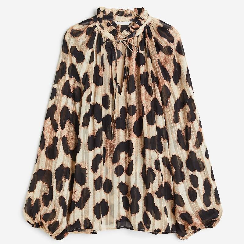 

Блузка H&M Ruffle Crepe, леопардовый принт