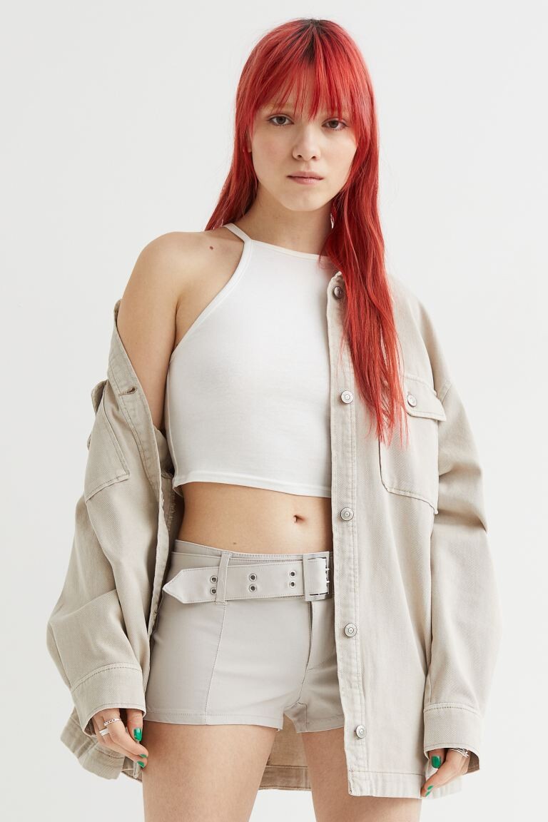 

Шорты с поясом H&M, светло-серый бежевый
