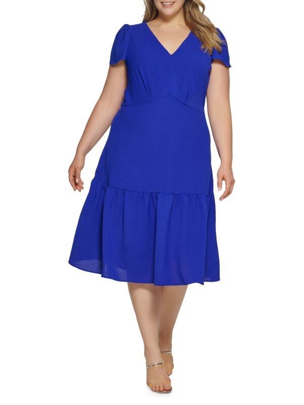 

Плюс платье с заниженной талией DKNY Navy