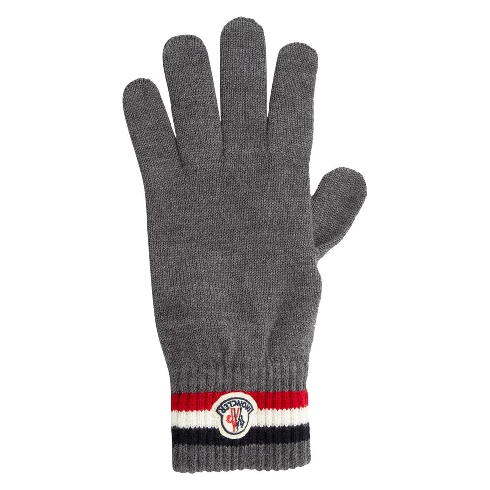 Перчатки Moncler Tricolore Band Logo, серый цена и фото