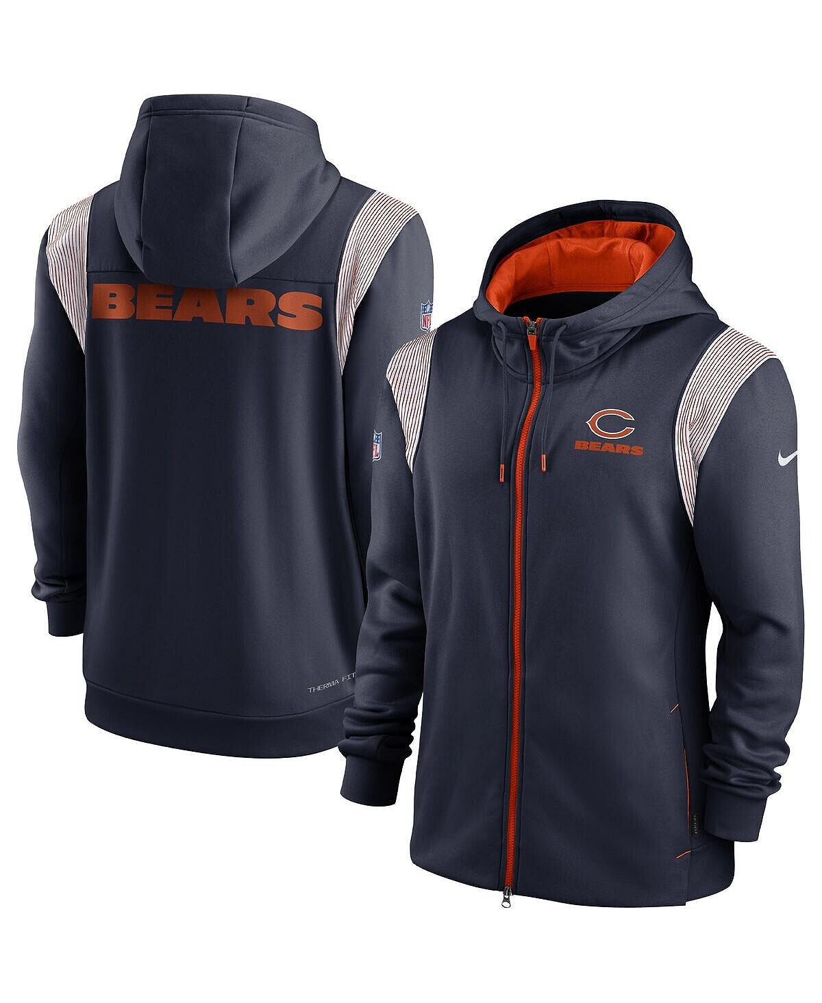 

Мужская темно-синяя толстовка с капюшоном chicago bears performance sideline lockup с молнией во всю длину Nike, синий