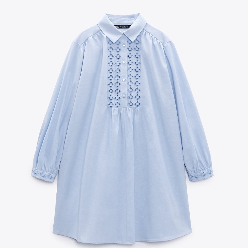 

Платье Zara With Cutwork Embroideryt, голубой