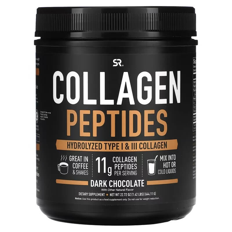 sport research collagen peptides пептиды коллагена 644 гр вкус темный шоколад Пептиды коллагена Sports Research, 390гр