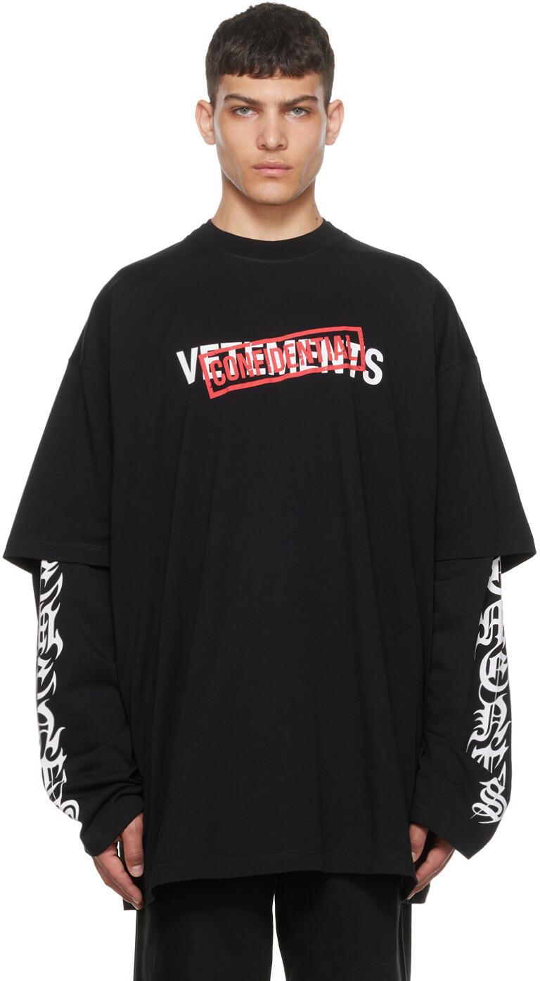 

Черная футболка \Конфиденциально\"" VETEMENTS