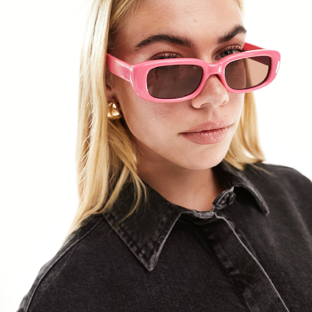 Солнцезащитные очки Asos Design Chunky Mid Square, розовый солнцезащитные очки asos design slim oval красный