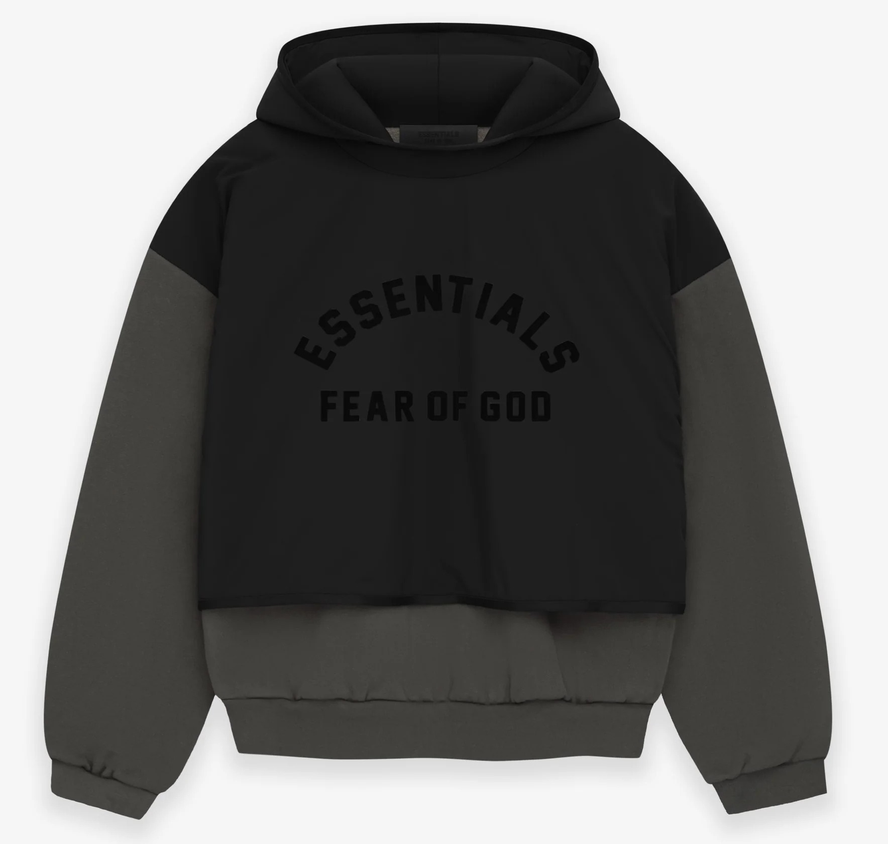 Толстовка Fear of God Essentials Nylon Fleece, серый, черный gray hooded sweater men
