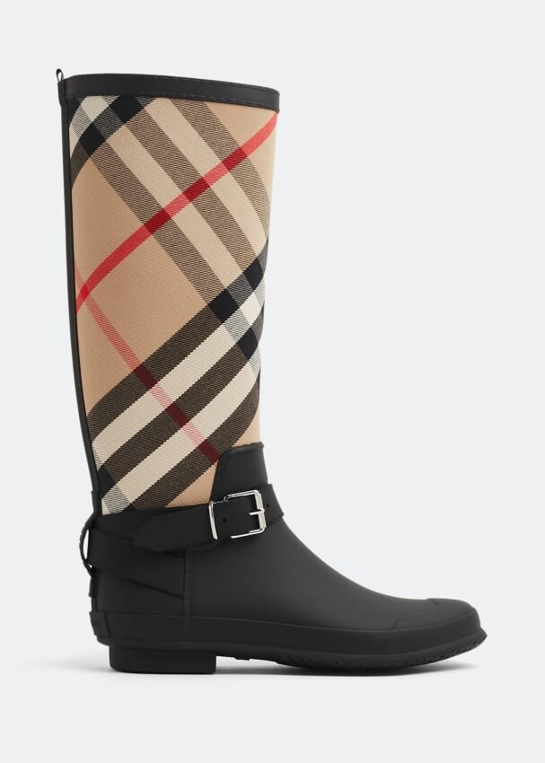 

Ботинки BURBERRY Check rubber rain boots, черный