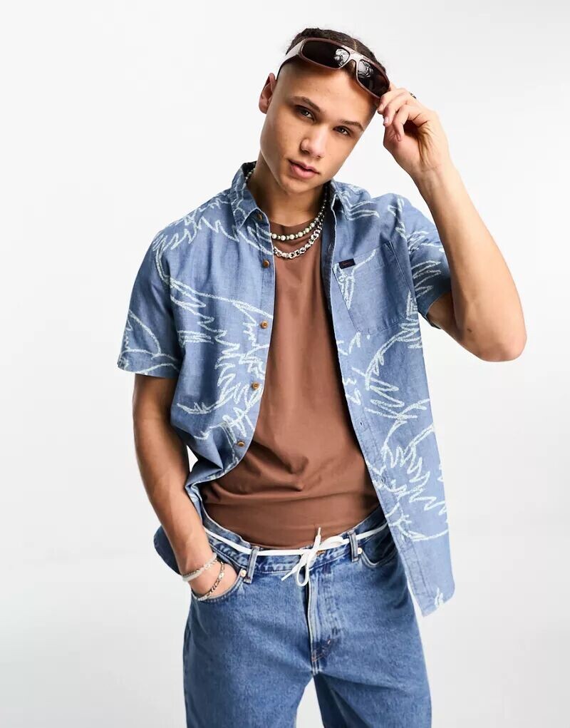 

Голубая винтажная рубашка с короткими рукавами Superdry Loom