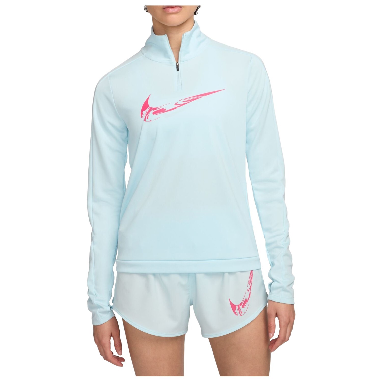 

Футболка для бега Nike Swoosh Running 1/2 Zip, цвет Glacier Blue/Aster Pink