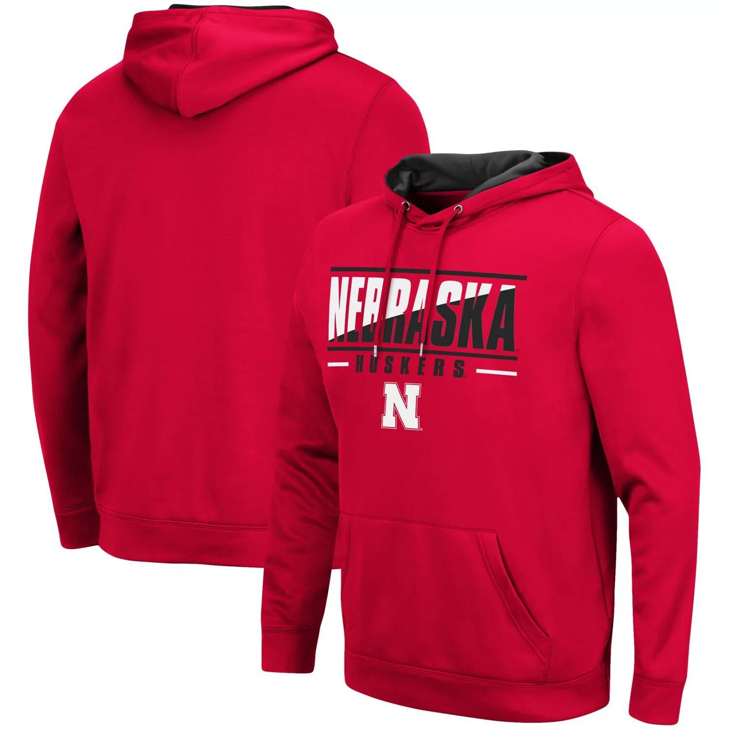 

Мужской пуловер с капюшоном Scarlet Nebraska Huskers Slash Stack 2.0 Colosseum