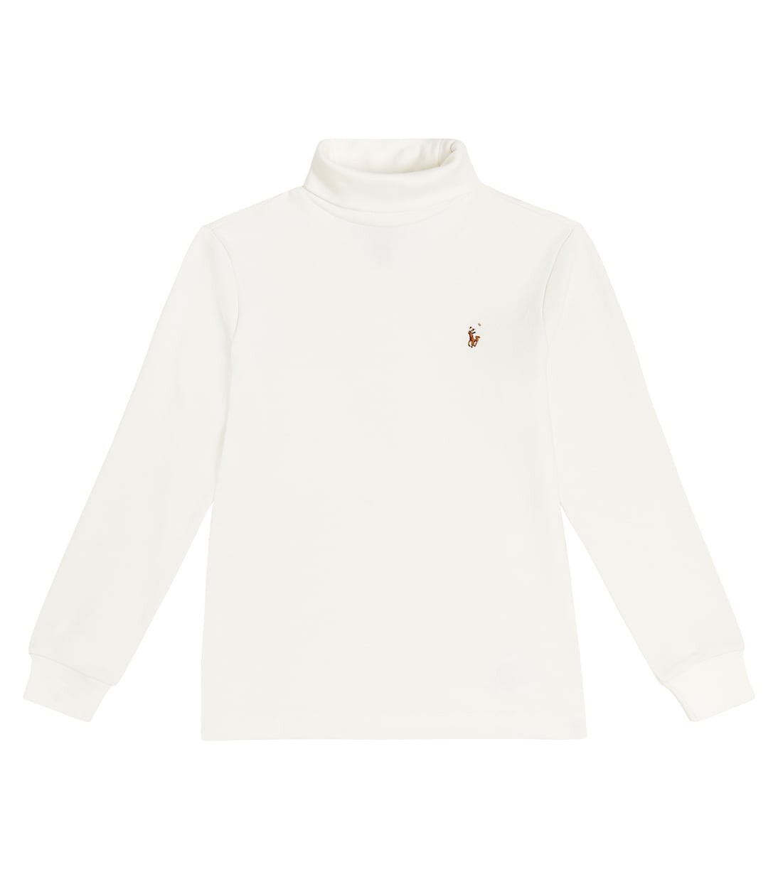 

Свитер с высоким воротником из хлопка с вышивкой Polo Ralph Lauren Kids, белый