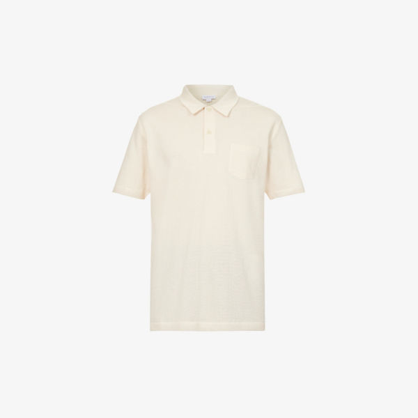 Рубашка-поло Riviera классического кроя из хлопкового джерси Sunspel, цвет undyed цена и фото