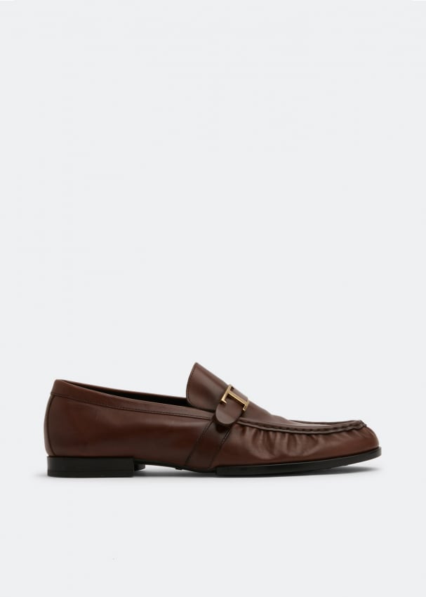 цена Лоферы TOD'S Timeless leather loafers, коричневый
