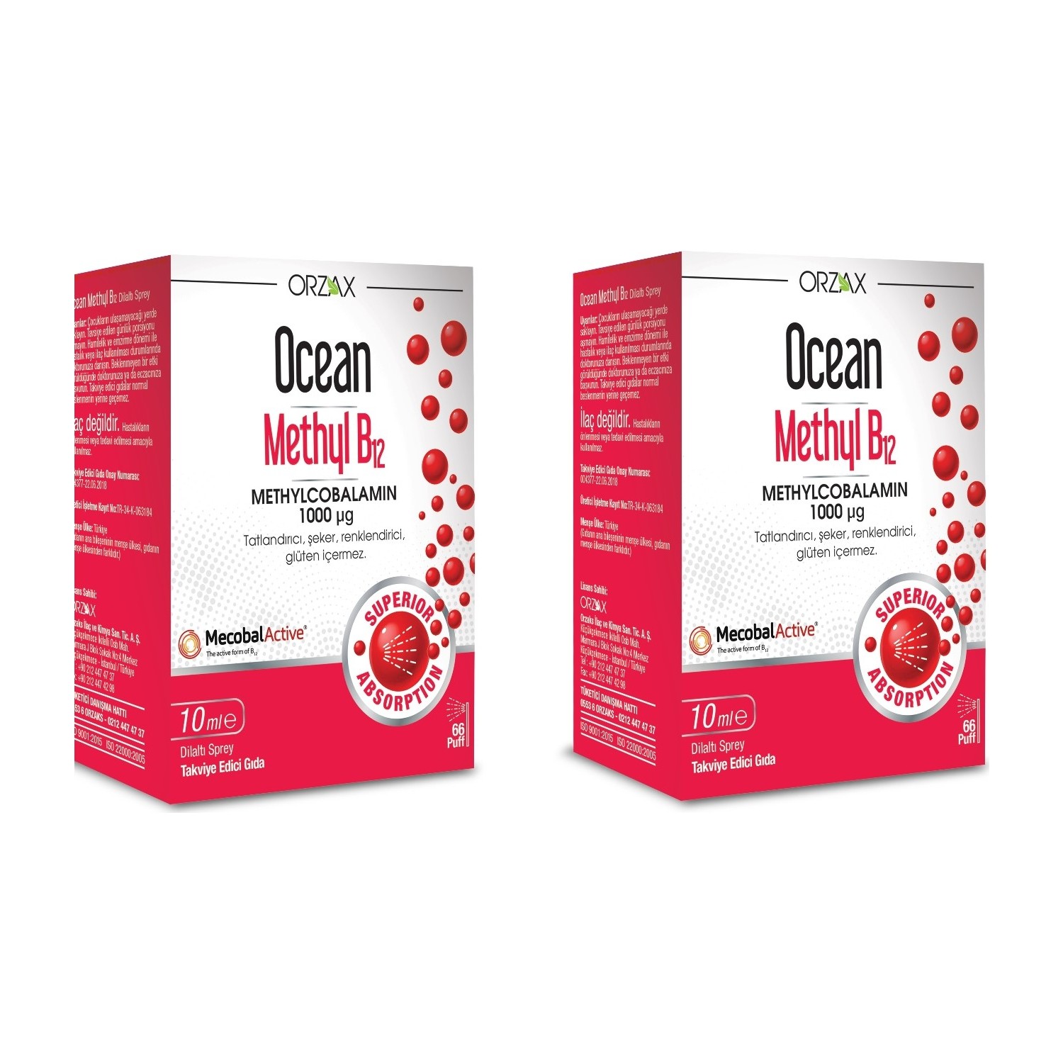 Спрей Ocean Methyl B12 1000 мг, 2 упаковки по 10 мл nature s answer methyl b12 2500 жидкий спрей малина 30 мл 1 жидк унция