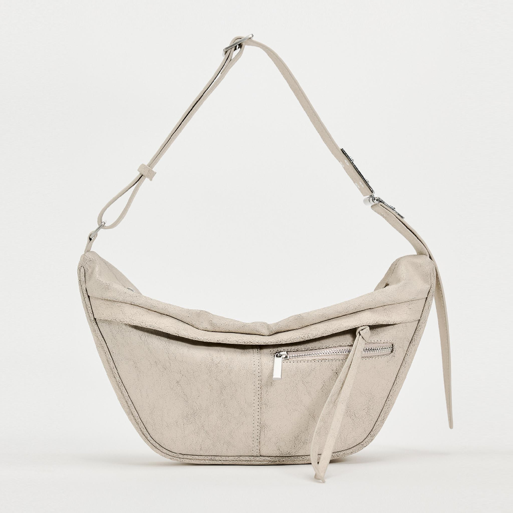 Сумка Zara Crackled-effect Shoulder, кремовый сумка zara кремовый